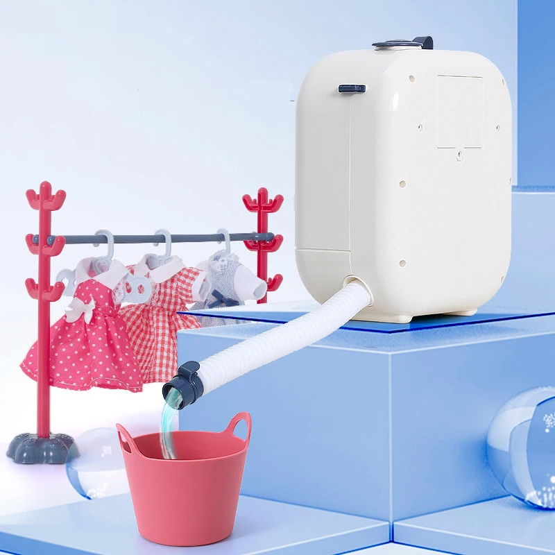 Baby puzzle simulation electric mini washing machine with water drum light and music play house toys