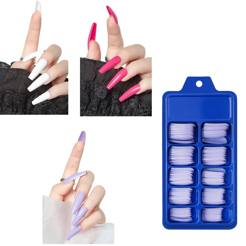 Hot Selling  Manicure Long Ballet Press On Nails Fakes Nail In Colorful Artificial Fingernails