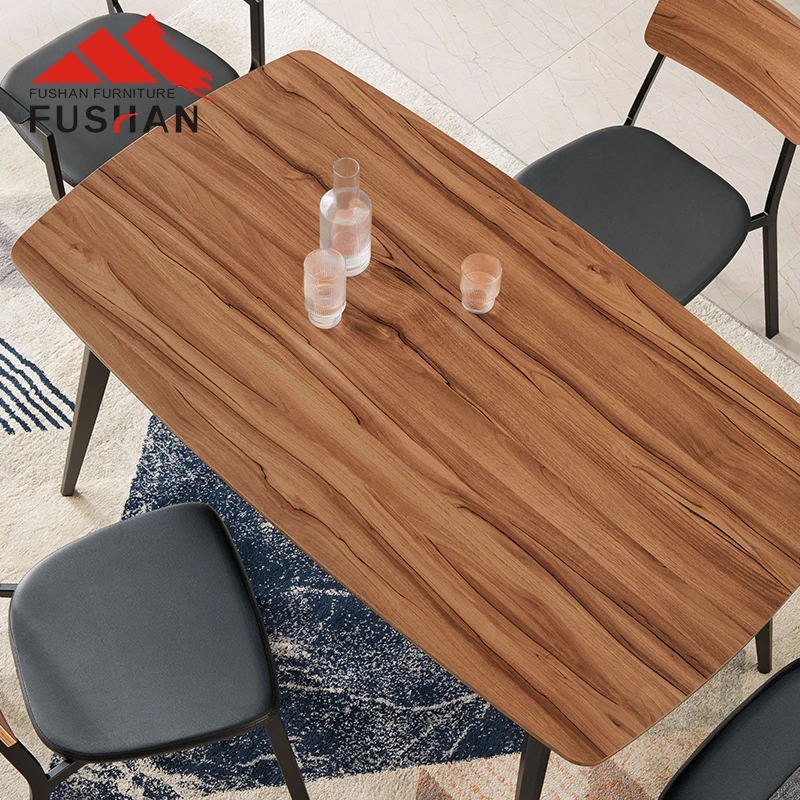 high quality modern simple style dining table with metal frame commerical wooden table
