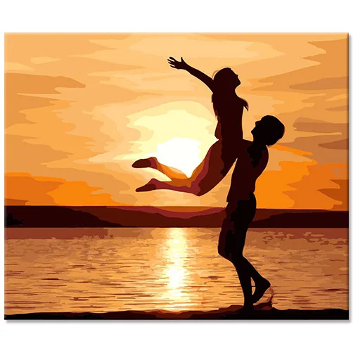 Wholesale Custom Lovers Hug Painting Portraits in Acrylic Canvas Painting Wall Art  Figure Portrait Painting by Numbers