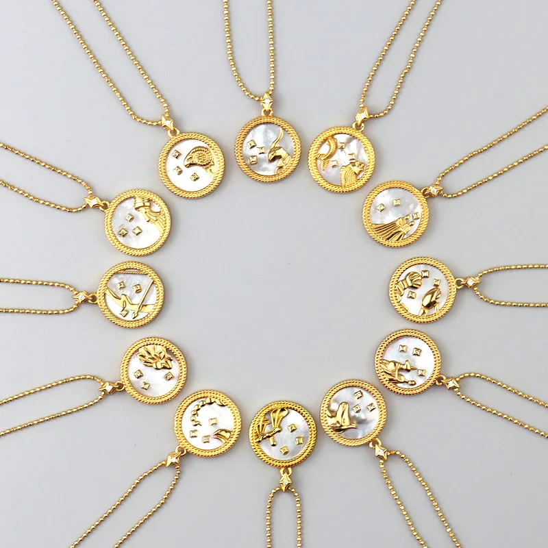 High Quality S925 Sterling Silver Natrual Oysters Gold Shell Zodiac Necklace For Women