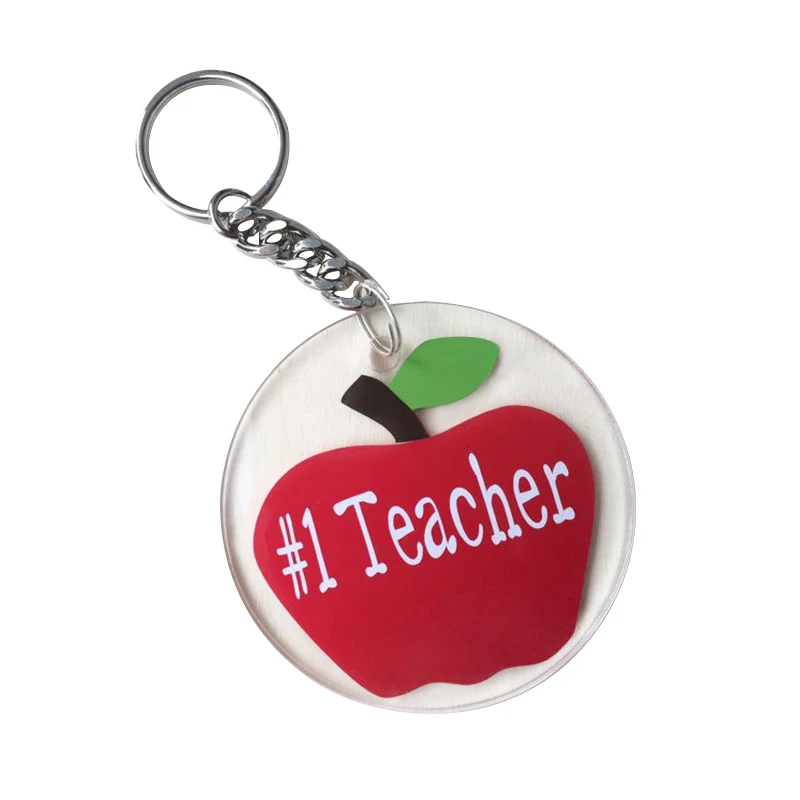NO MOQ custom two sided printing recyclable transparent teacher acrylic keychain