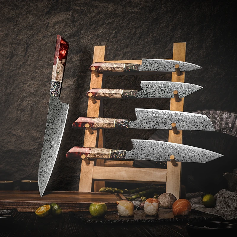 Набор японских ножей шеф-повара Santoku набор из 5 кухонных 67 слоев AUS