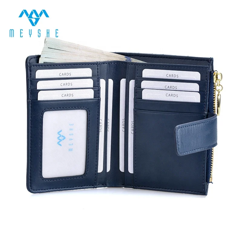 Factory price high quality soft genuine leather smart pocket rfid wallet for women