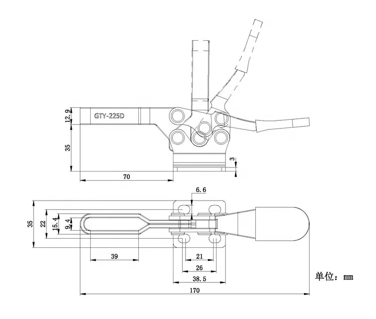 Toggle Clamp 500 lbs Holding Capacity 225D Quick Release Horizontal Clamps w/ Antislip Rubber Pressure Tip for  Fixtures