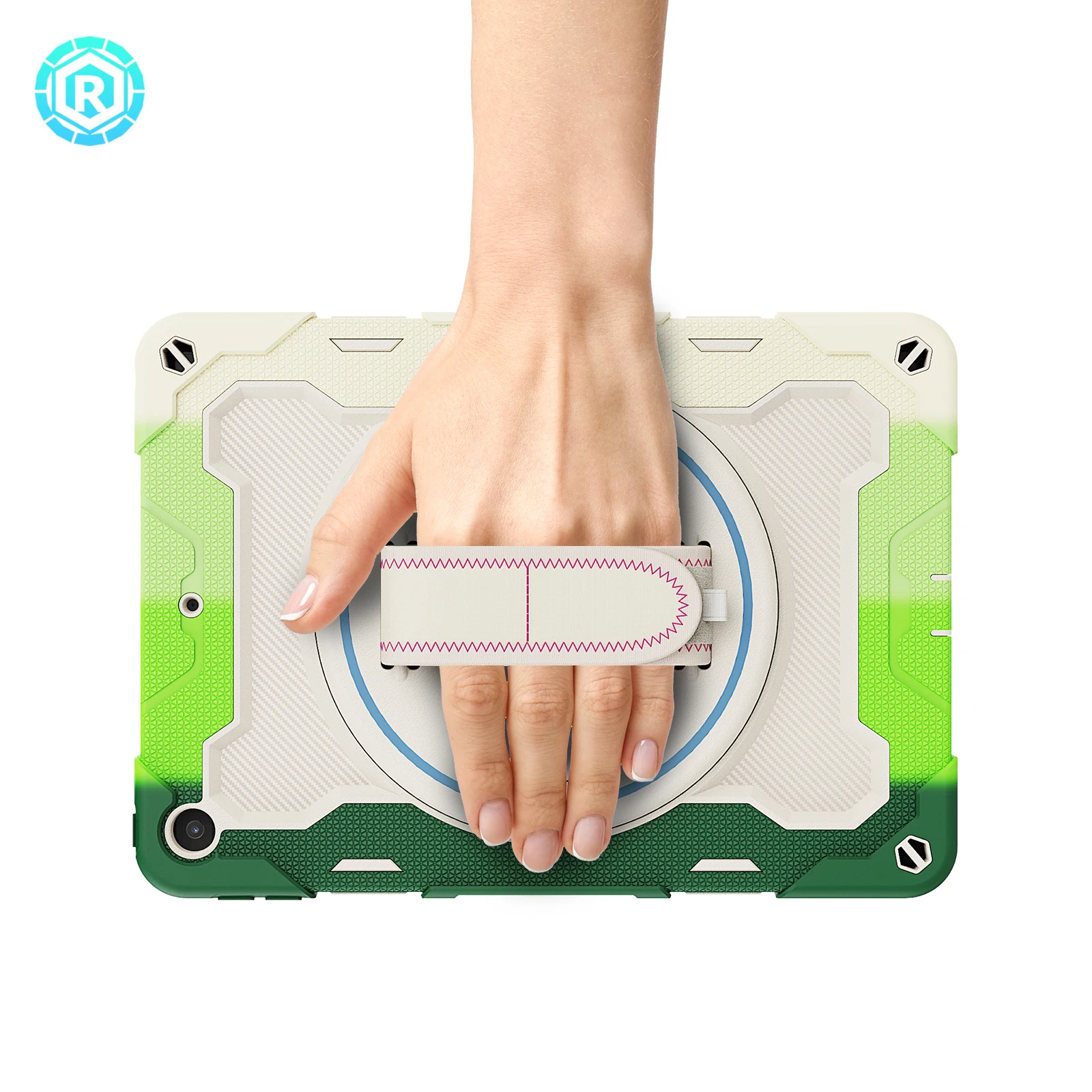 ROISKIN 2 IN 1 Design 360 Rotation kickstand with handle Elastic recovery Military level anti-fall tablet case for Ipad 10.2