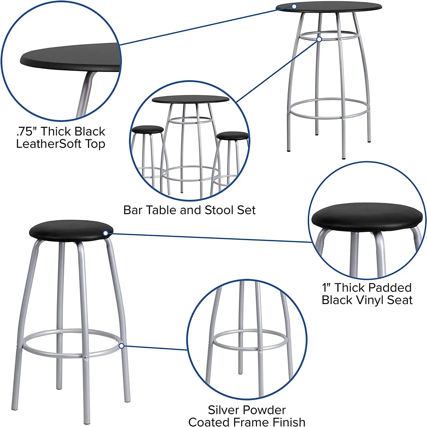 Family bar table bar chair two piece set of high stools
