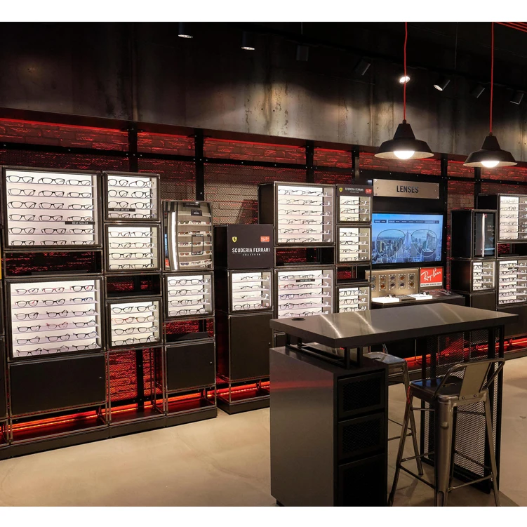 Rayban Sunglasses Store Wall Display Cabinet Of Optical Shop Interior Display Showcase Decoration