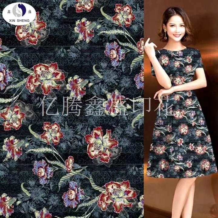 Custom Digital printing 100%polyester Geometric leopard print crepe chiffon singapore market for dress fabric