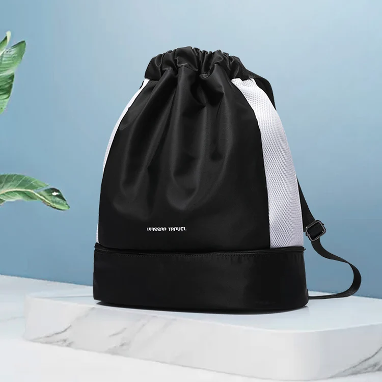 Sport Drawstring Backpack With Shoe Pocket Portable Running Bags For Sport Traveling Hiking Drawstring Backpack Bags