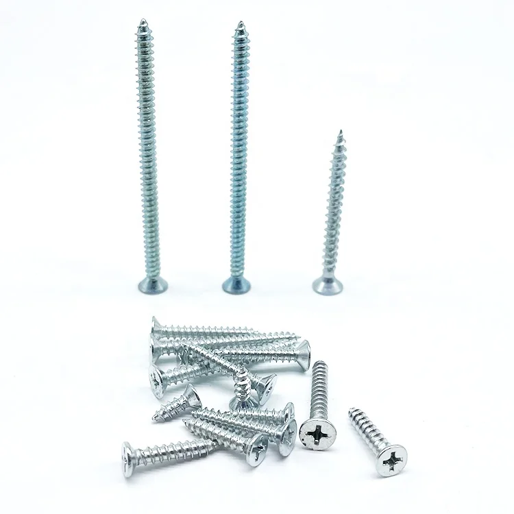 Wholesale Carbon Steel Galvanize Din7982 Countersunk Flat Head Phillips Self Tapping Screws