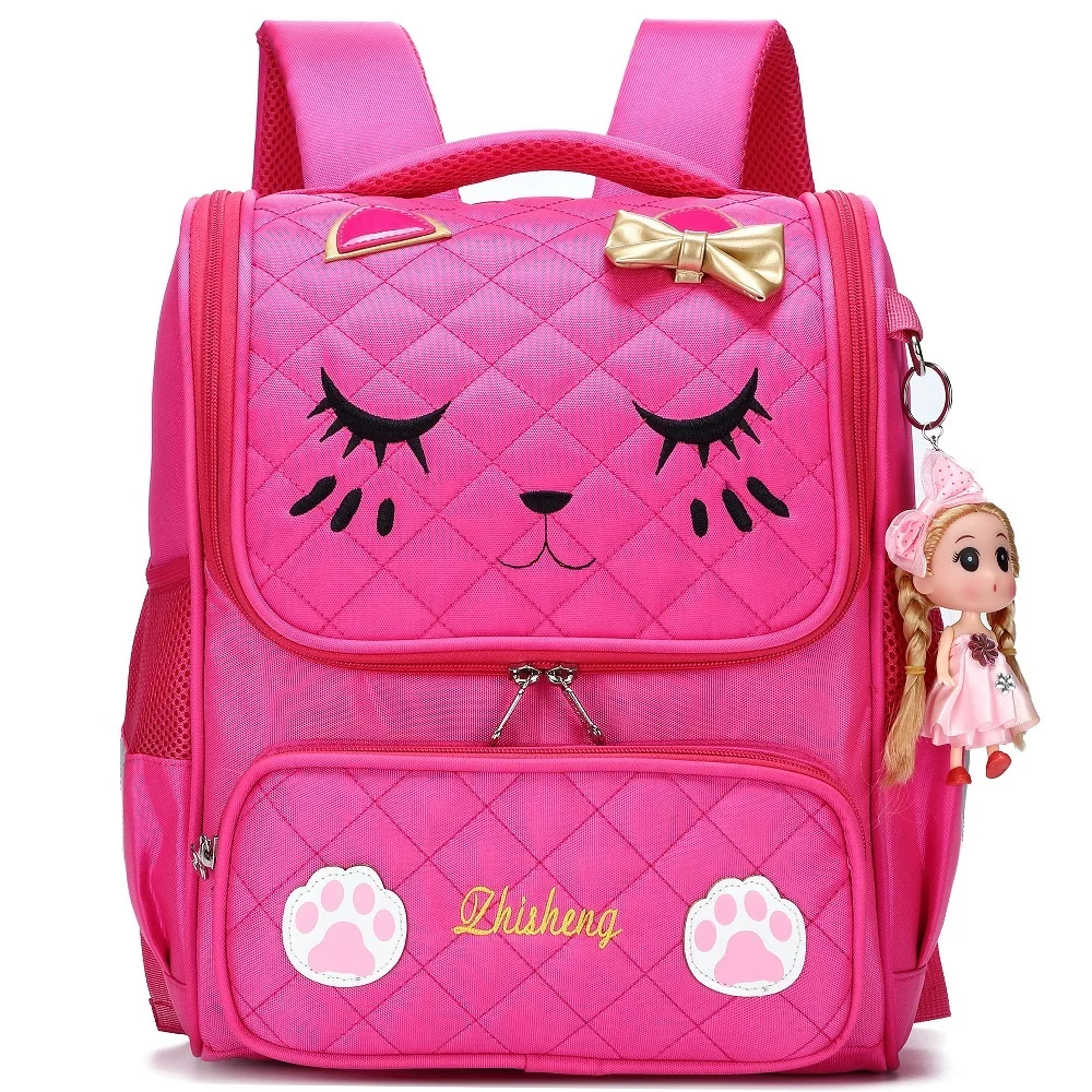 
Cute Cat Face Bow Kids Backpacks Waterproof Pink School Backpack 2020 kids backpack 