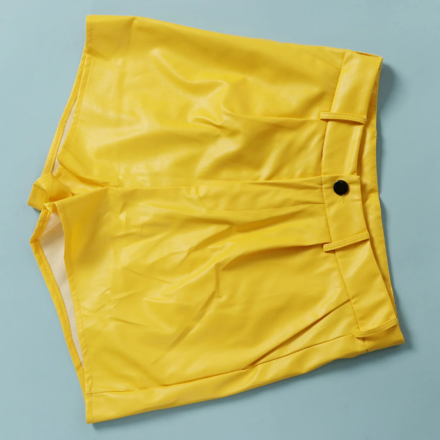 KX-BS10102 Sexy high waist leather booty biker shorts women scrunch faux leather shorts