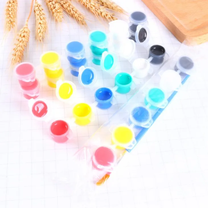 Chinese art paint with 6*3ml and 1 brush,paint set art acrylic and paint art pod with lid cup for kids painting