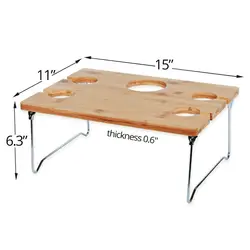 Portable and Foldable Wine and Snack Table for Picnic Outdoor on The Beach Park or Indoor Bed