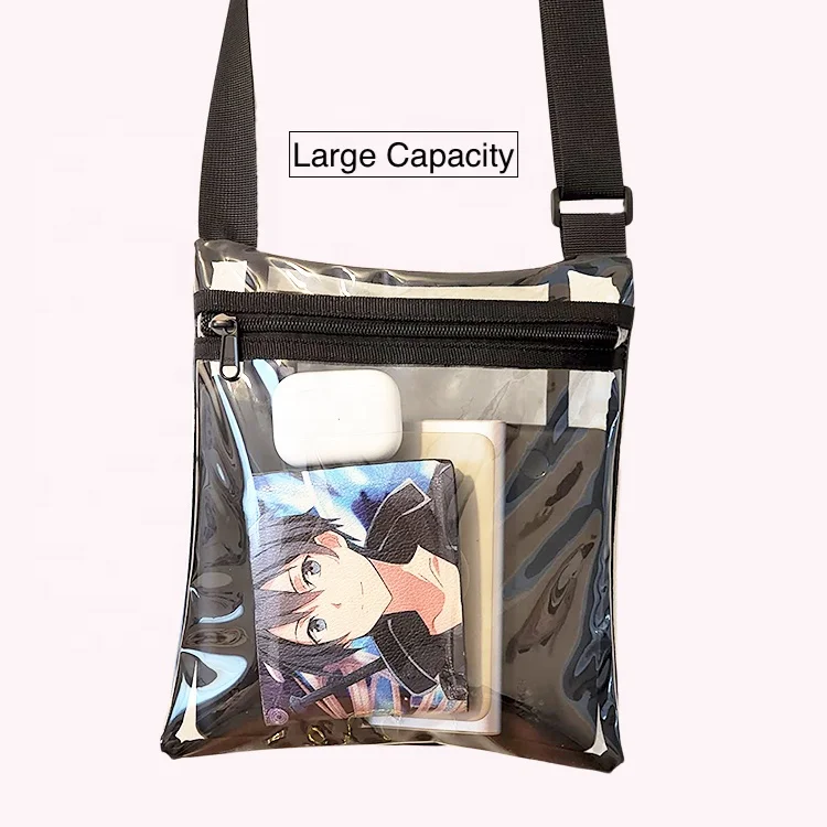 Lightweight and Portable Crossbody Bag, Enhanced Security Messenger Bag for Outdoor Activities Black Clear Bags PU Letter CN;ZHE