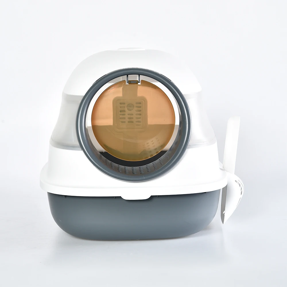 Wholesale Pet Cleaning Cat Products Eggshell Large Space Box Closed Splashproof Deodorizer Cat Litter Box with Litter Scoop