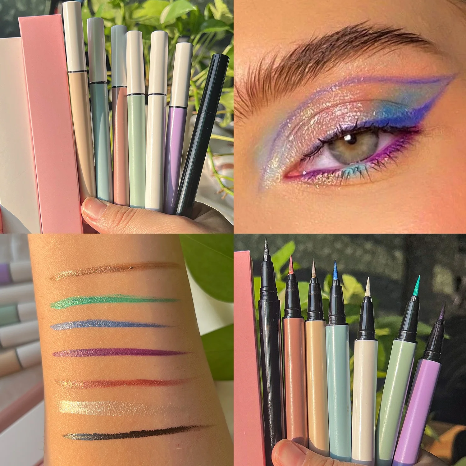 New Colorful Liquid Eyeliner Glue Pen Water Activated Eyeliner Blue White Eyeliner