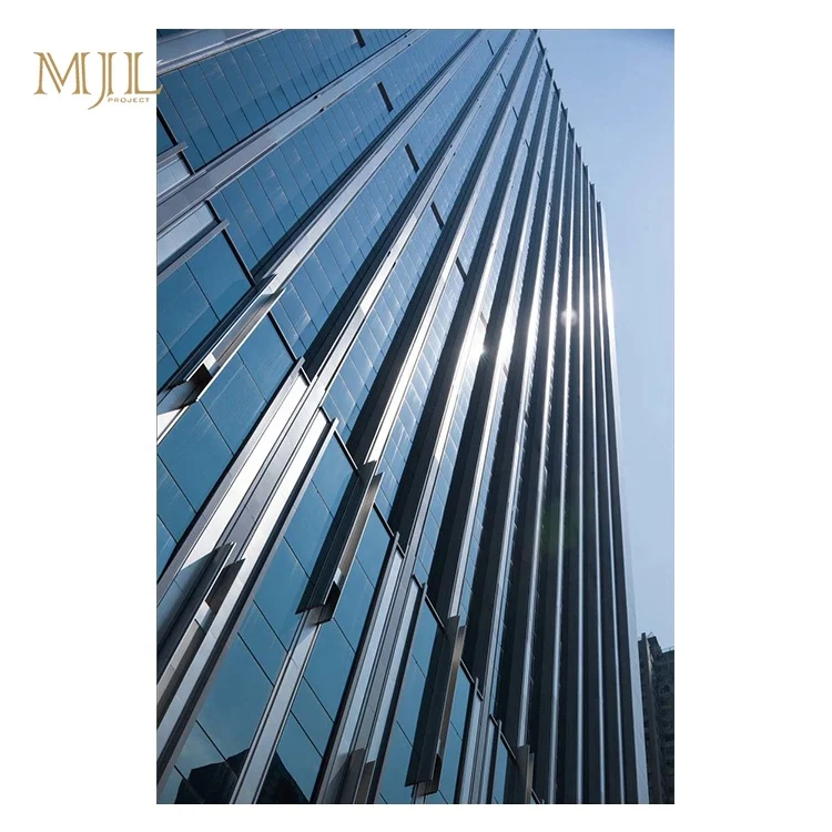 Commercial building cladding glass facade hidden frame glass curtain wall design