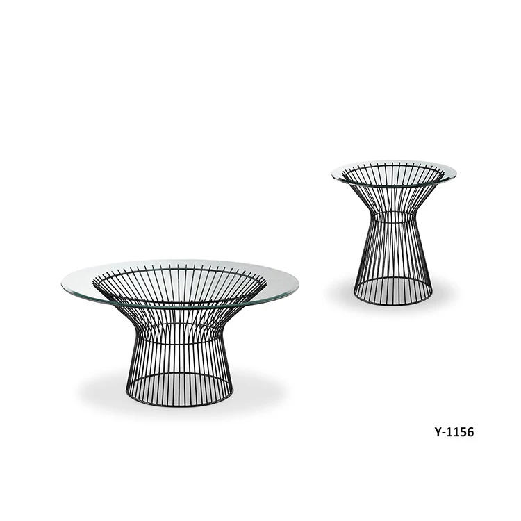 High Quality New Design Simple Style Home Furniture Black Metal Base Side Table Coffee Table Set Outdoor