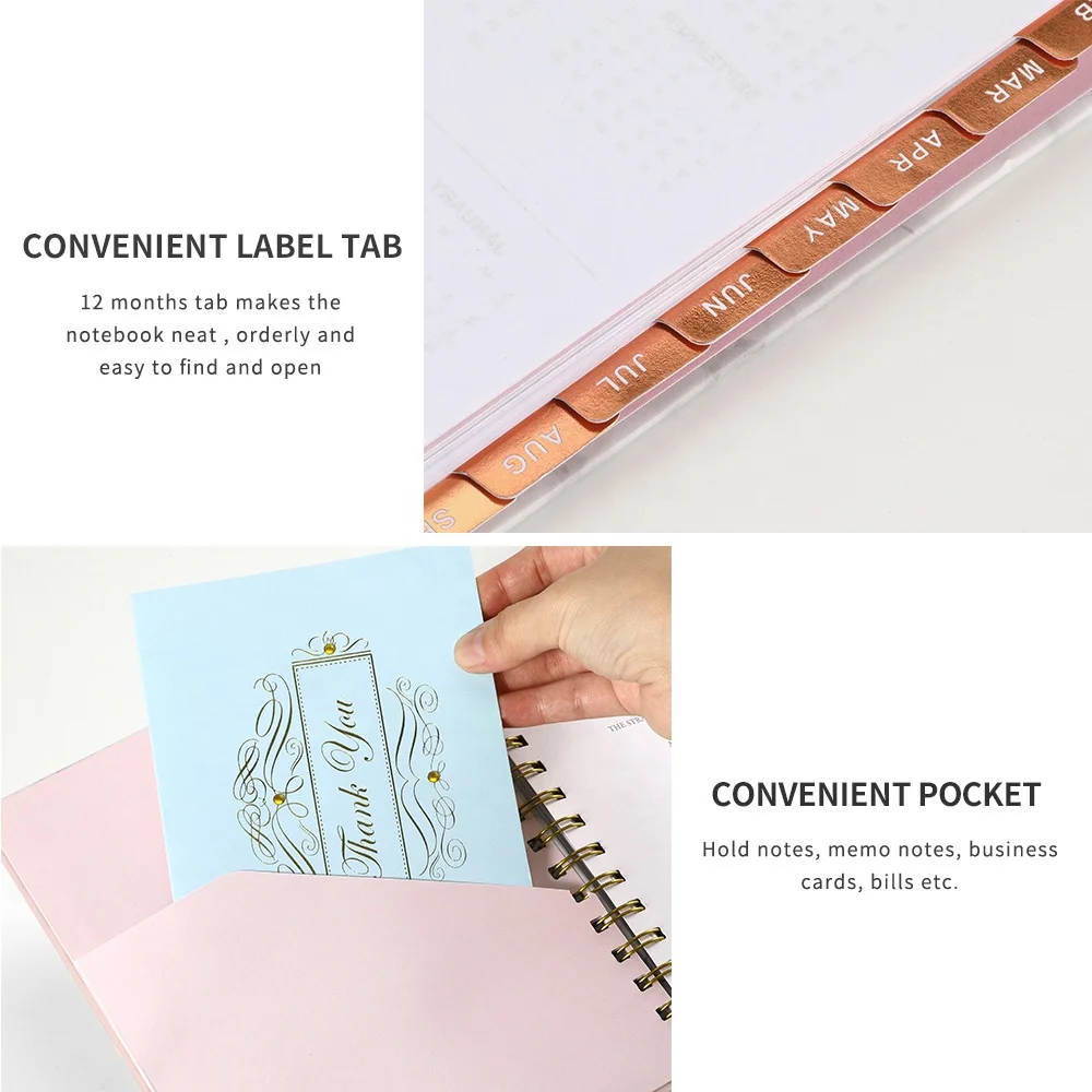 Custom Printing Logo Stationary A5 Spiral Journal Notebooks and 2024 Monthly Weekly Agenda Planners with Box Gift Set