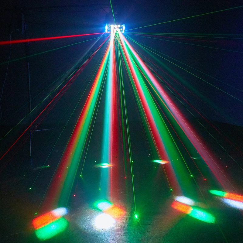 4-в-1 светодиодный диско-луч для DJ RGBW с лазерным узором динамическая вспышка синий красный шатер эффекты DMX512 свадебной вечеринки Клубные танцевальные KTV