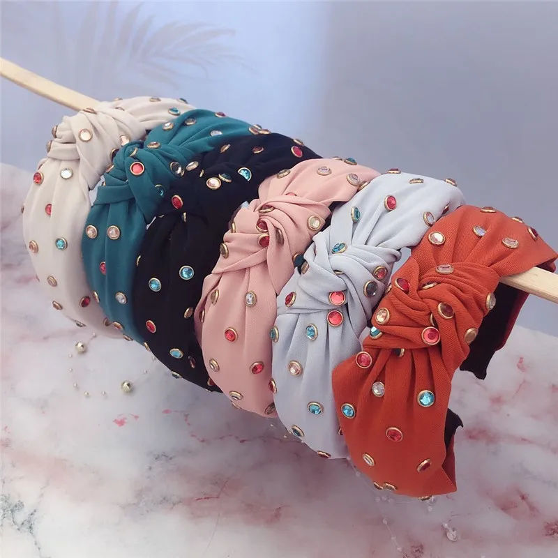 
Wholesale Korea Fashion Womens Hair Accessories Head Band Custom Women Fabric Tie Knot Pearl Headband For Girls 