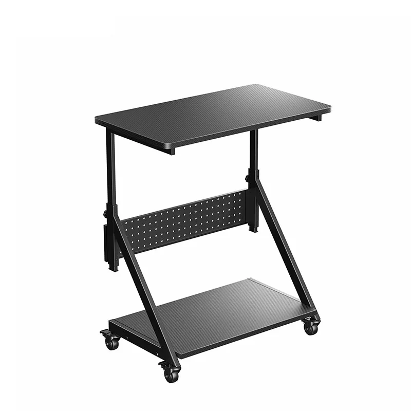 Modern Adjustable Height Gaming Desk Removable Desktop Computer Host Double Storage Shelf