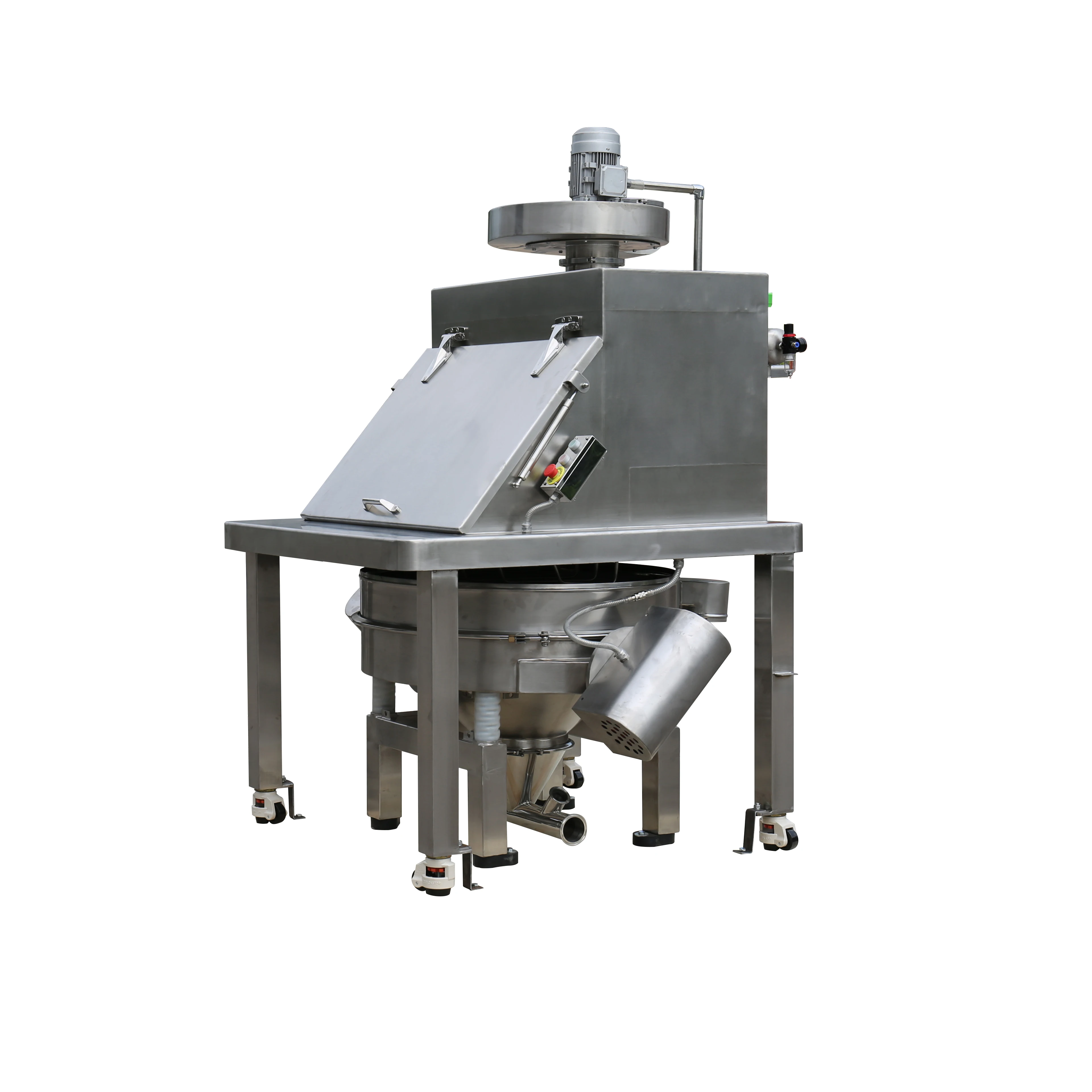 Food materials package unloading and screening widely-used big bag dumping station