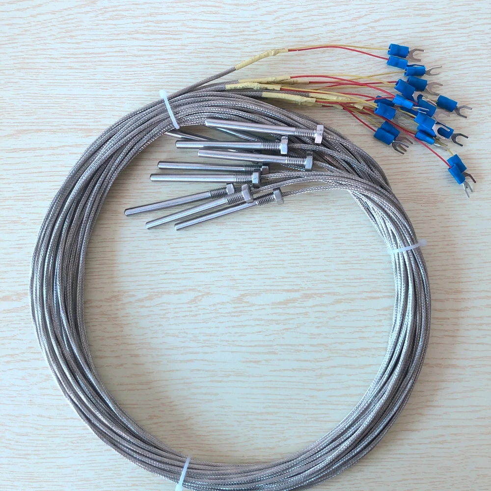 M6 screw temperature sensor pt100 probe with metal-shiled cable