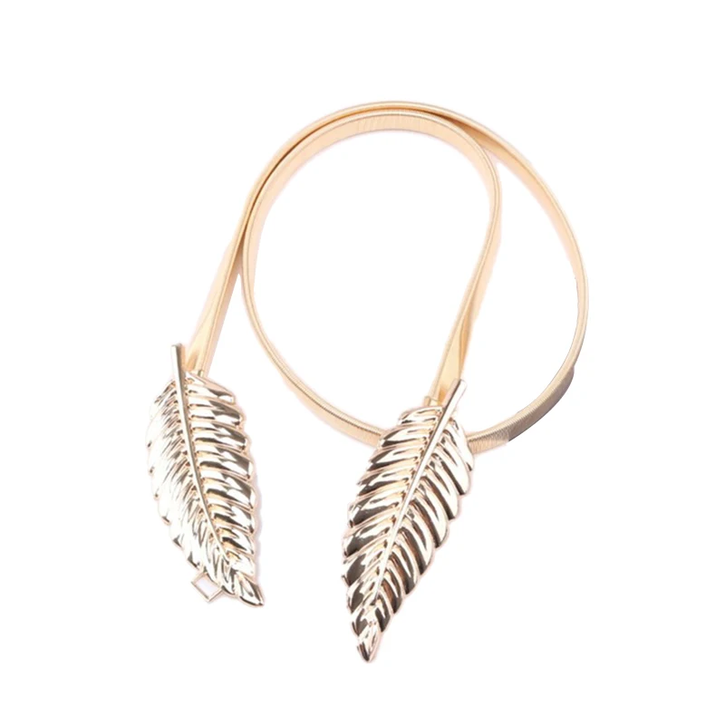 For Women Dress Skinny Luxury Elastic Waist Metal Chain Gold Belts
