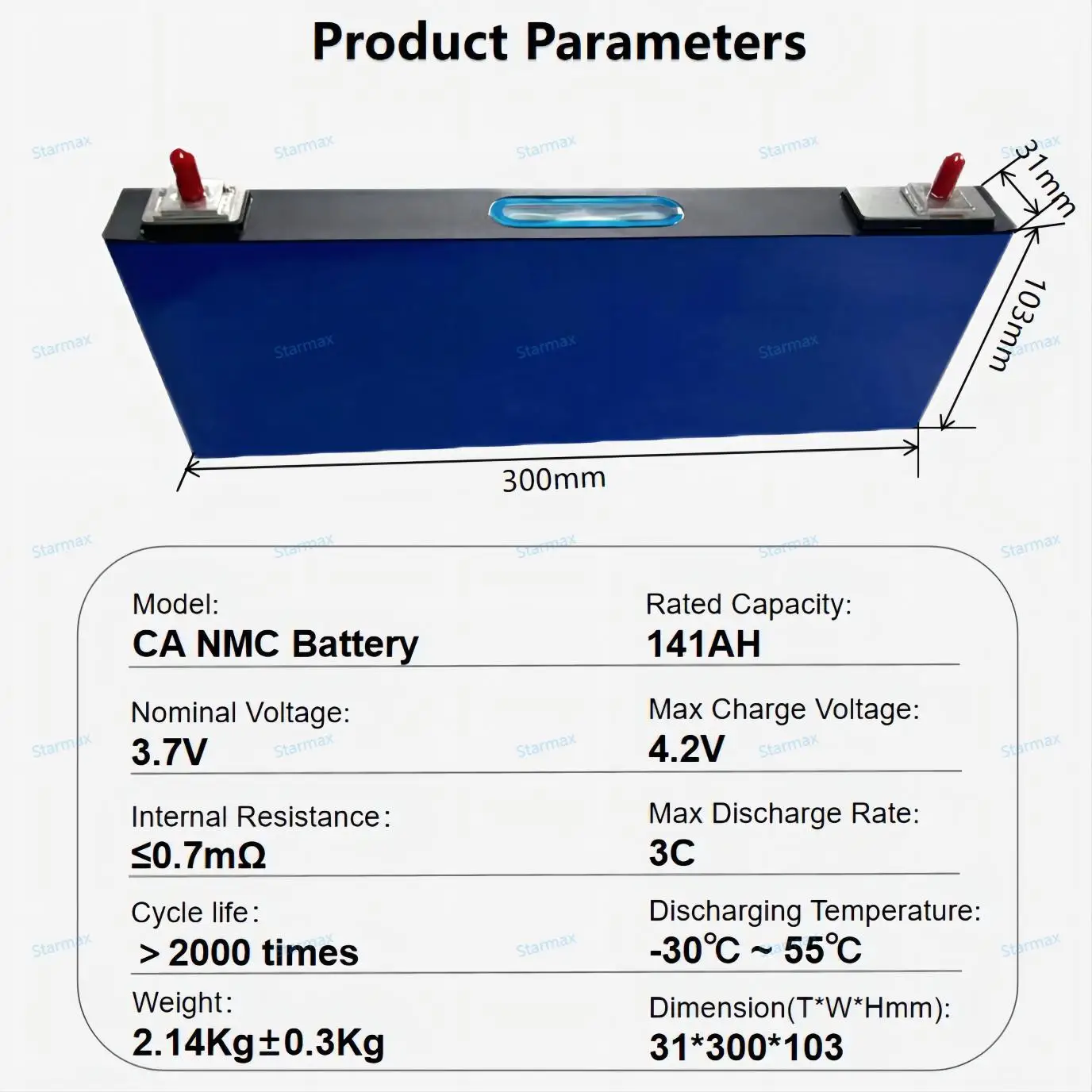 Starmax 3.7V Catl 114Ah 117Ah 141Ah 150Ah 180Ah Rechargeable  3.7V Nmc 811Nissan Leaf Battery Pack Ncm Hybrid Battery Cell