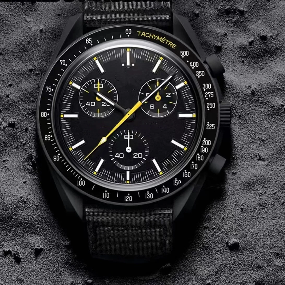 2023 High Quality Halloween Christmas Gift 40mm Dial Plastic Case Canvas Strap Explore Earth Moon Sun Mars Quartz Watch for Men