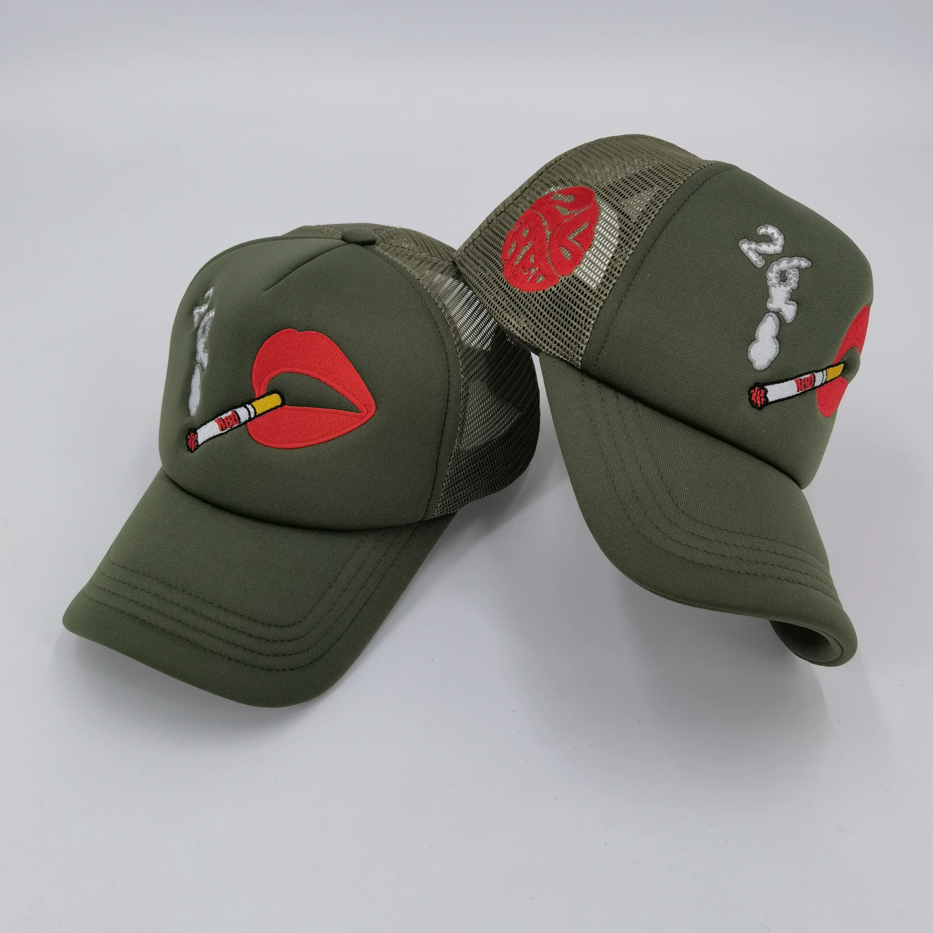Plain blank foam mesh trucker caps custom trucker hat with logo trucker hat with rope
