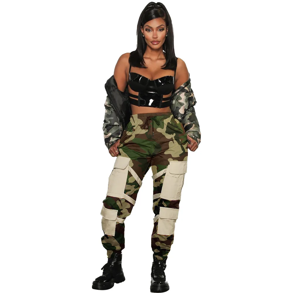 MT20-5134  New Fashion Camo Sweatpants Hip Hop Joggers Dance Pants Harajuku Style Casual Long Pants Women cargo Trousers