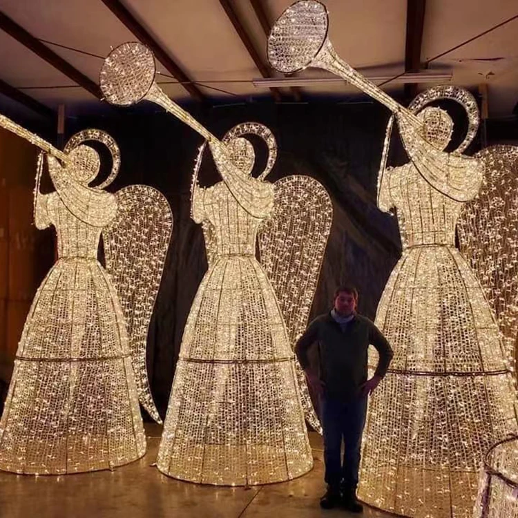 Новый индивидуальный наружный 3D большой светодиодный Рождественский ангел украшение для торгового центра
