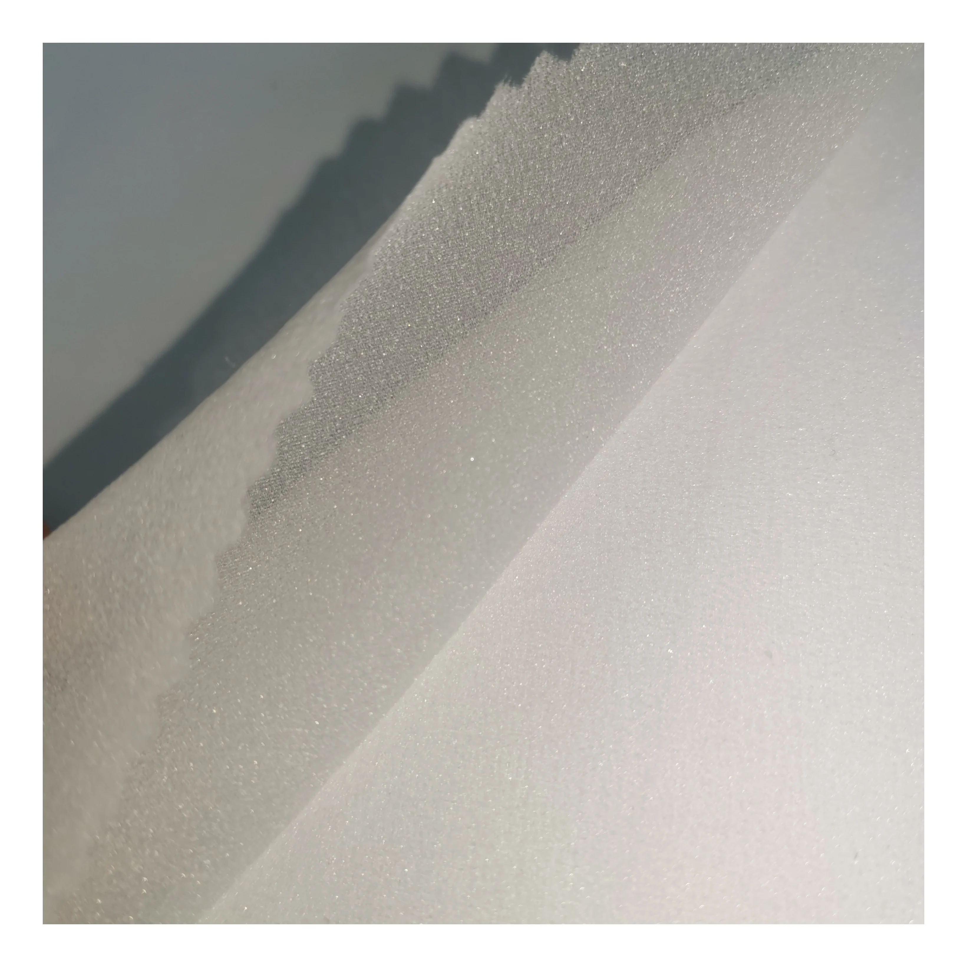 PA Double Dot 100% Polyester Soft Ligjt Thin Elegant Transparent Fusible Woven Interlining For Female Thin Chiffon Fabric