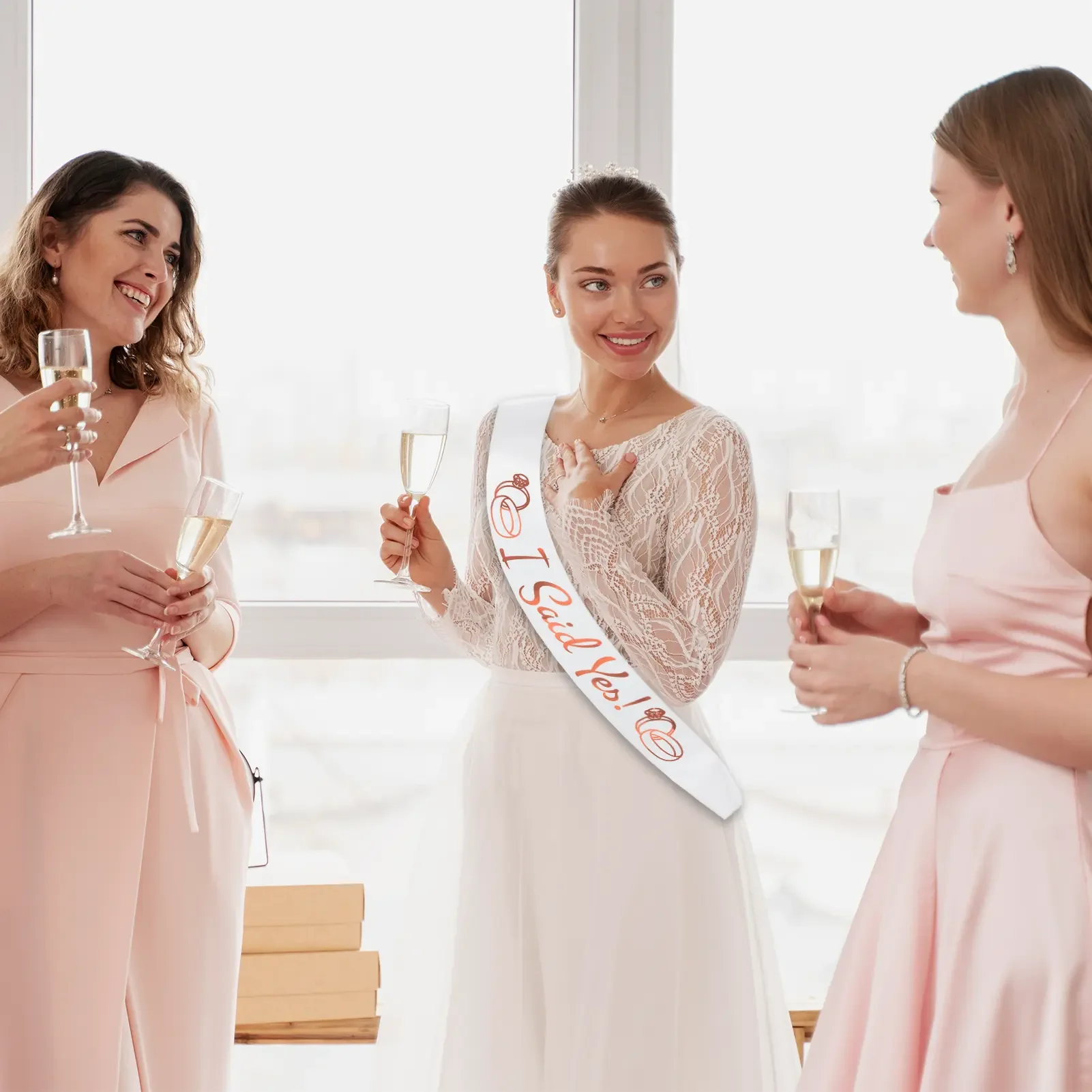 LP  I Said Yes Satin Sash  with Rose Gold Foil Future  Mrs Engagement Party Sash  Proposal Bachelorette Party Decorations