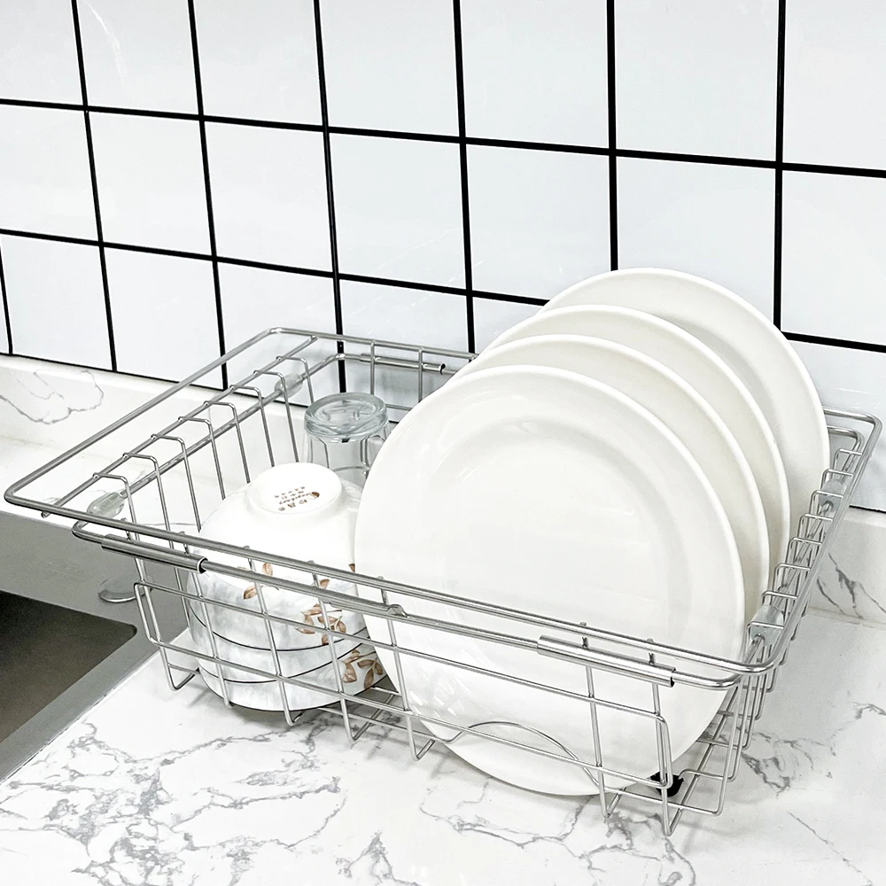 Customized sink home decor metal baskets dish drying rack storage basket kitchen vegetable storage dish drainerrack
