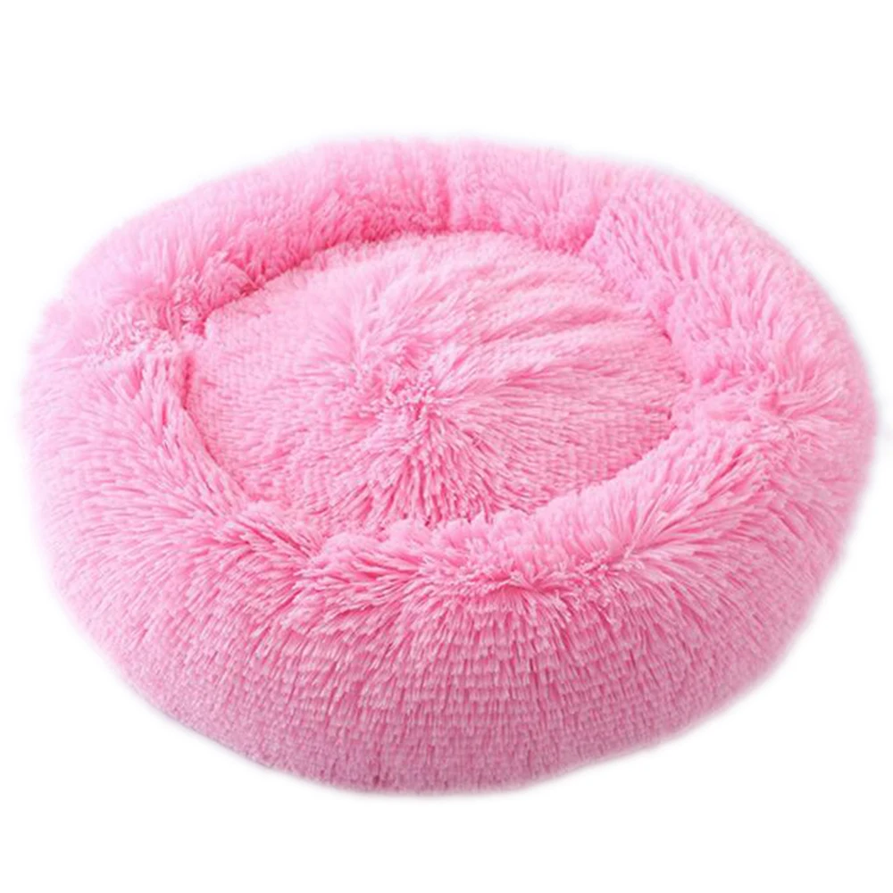 
Custom long plush warm soft round cat dog pet bed with PP Cotton 