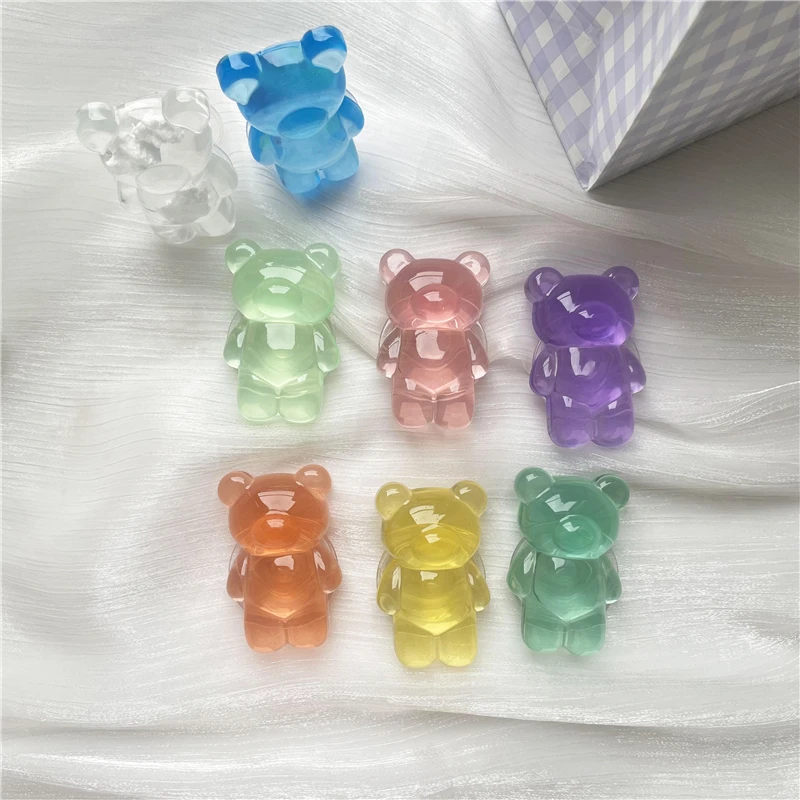 INS популярный эпоксидный полимер 3D Хрустальный медведь держатель для мобильного телефона прозрачный держатель для телефона с извлечением телефонная розетка Пользовательский логотип