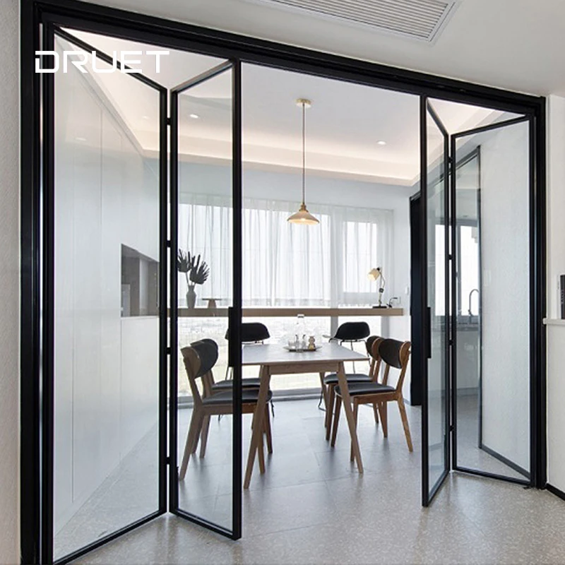 Bulk Order Good Price Exterior Bi Folding Door External Patio Aluminum Folding Glass Door