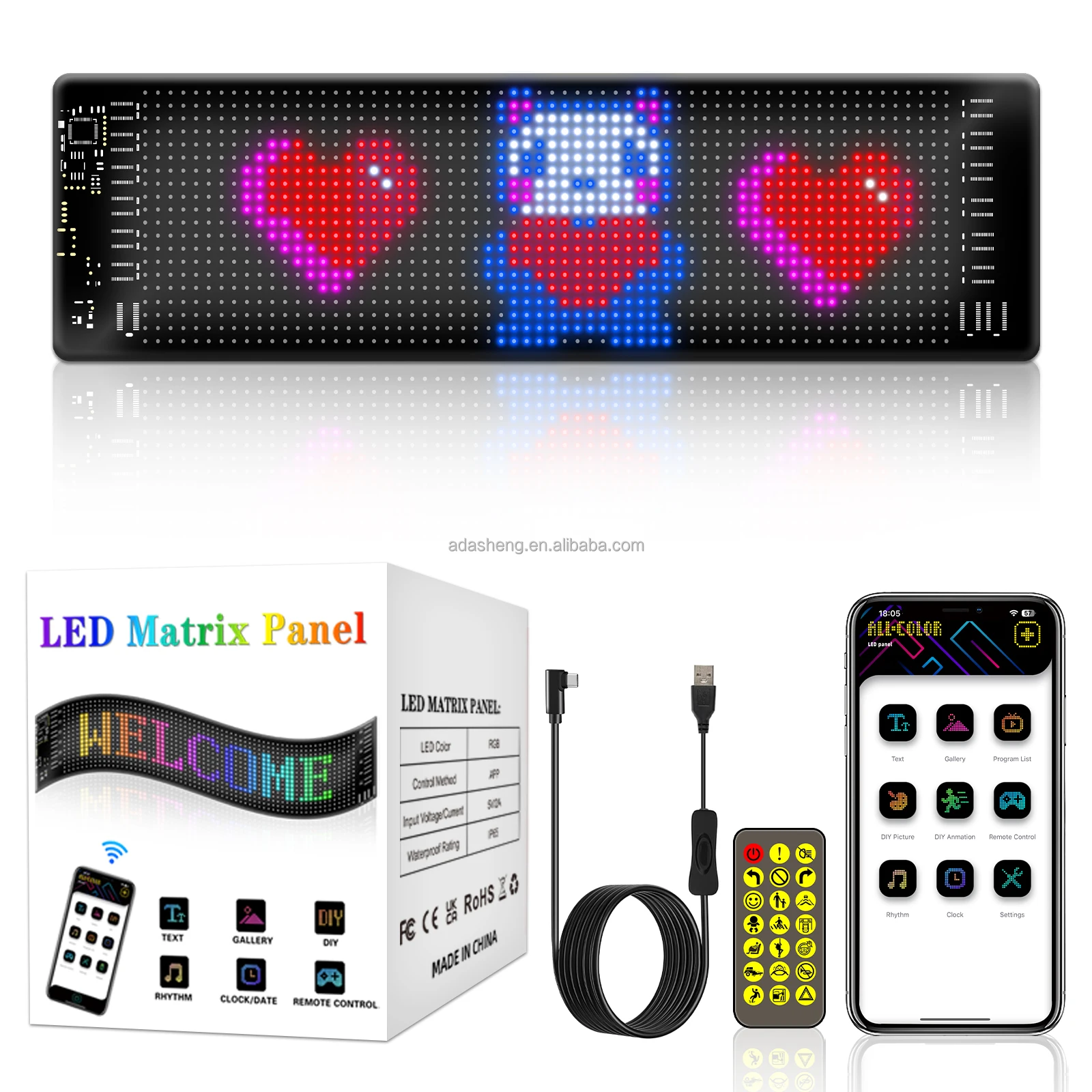 Led Car Signs Digital Sign Soft Screen Display RGB App Programmable Message Board For Car Rear Window