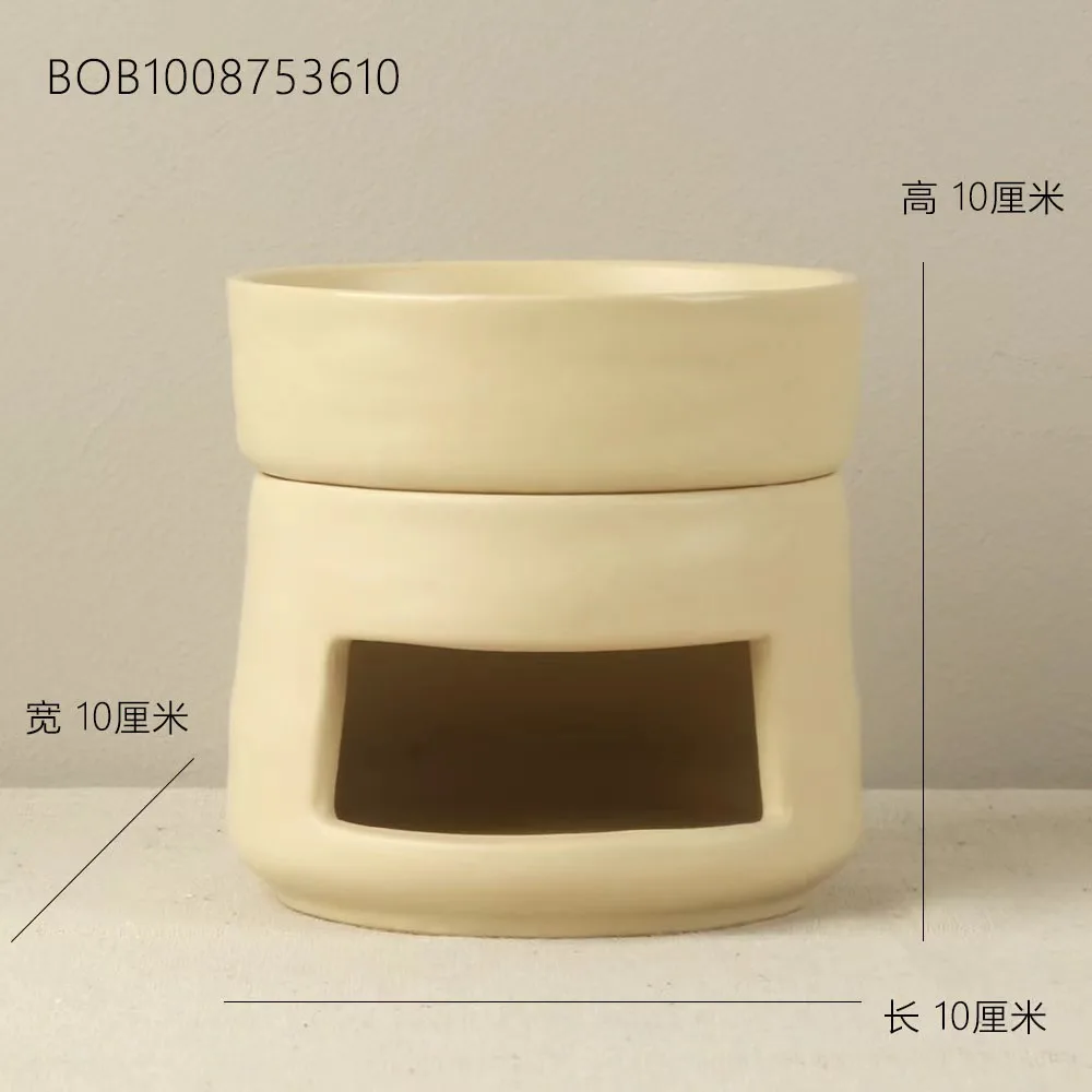 Wholesale Custom Round shape White Tea light Ceramic Wax Burner with Dish Incense burner Ceramic oil burners
