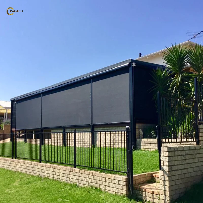 KAKADU Motorized Outdoor Sun Shading Electric Zip Screen Wide Blade Balcony Blinds & Shades for Balconies