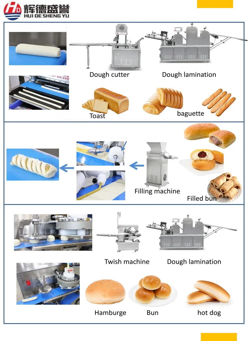 Guangzhou Factory Loaf Toast French Bread Production Line Dough Roller Machine Electric Baking Bread Making Machine