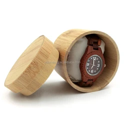 Round Bamboo Wood Gift Box Custom Engraved Laser Your Logo Natural Material Packing Boxes