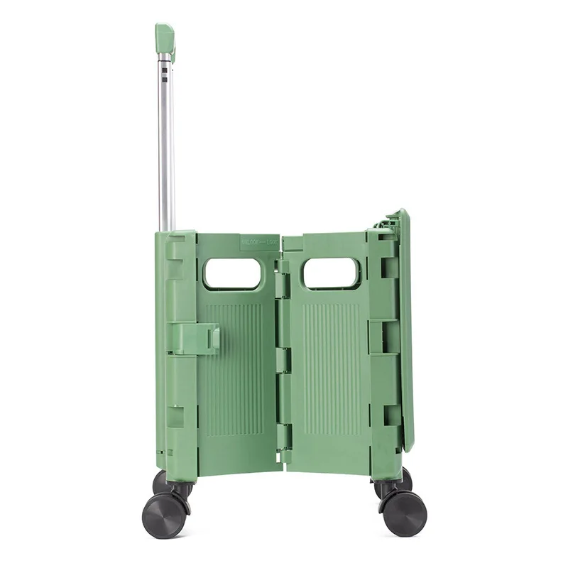 Wholesale Foldable Supermarket Trolley Multipurpose Folding Pp Plastic Portable Grocery Shopping Cart
