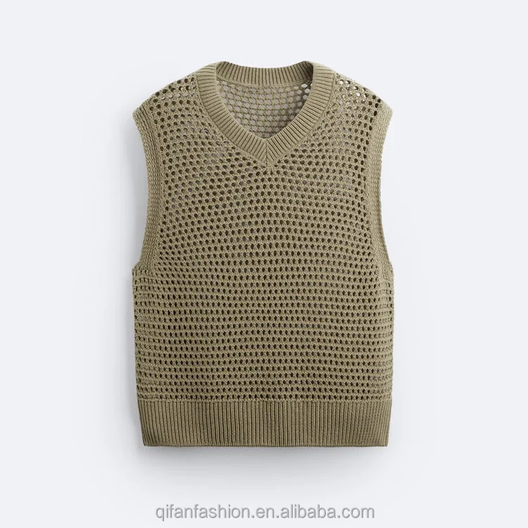 Custom streetwear pullover torn knit ripped Sweater crochet vest for men