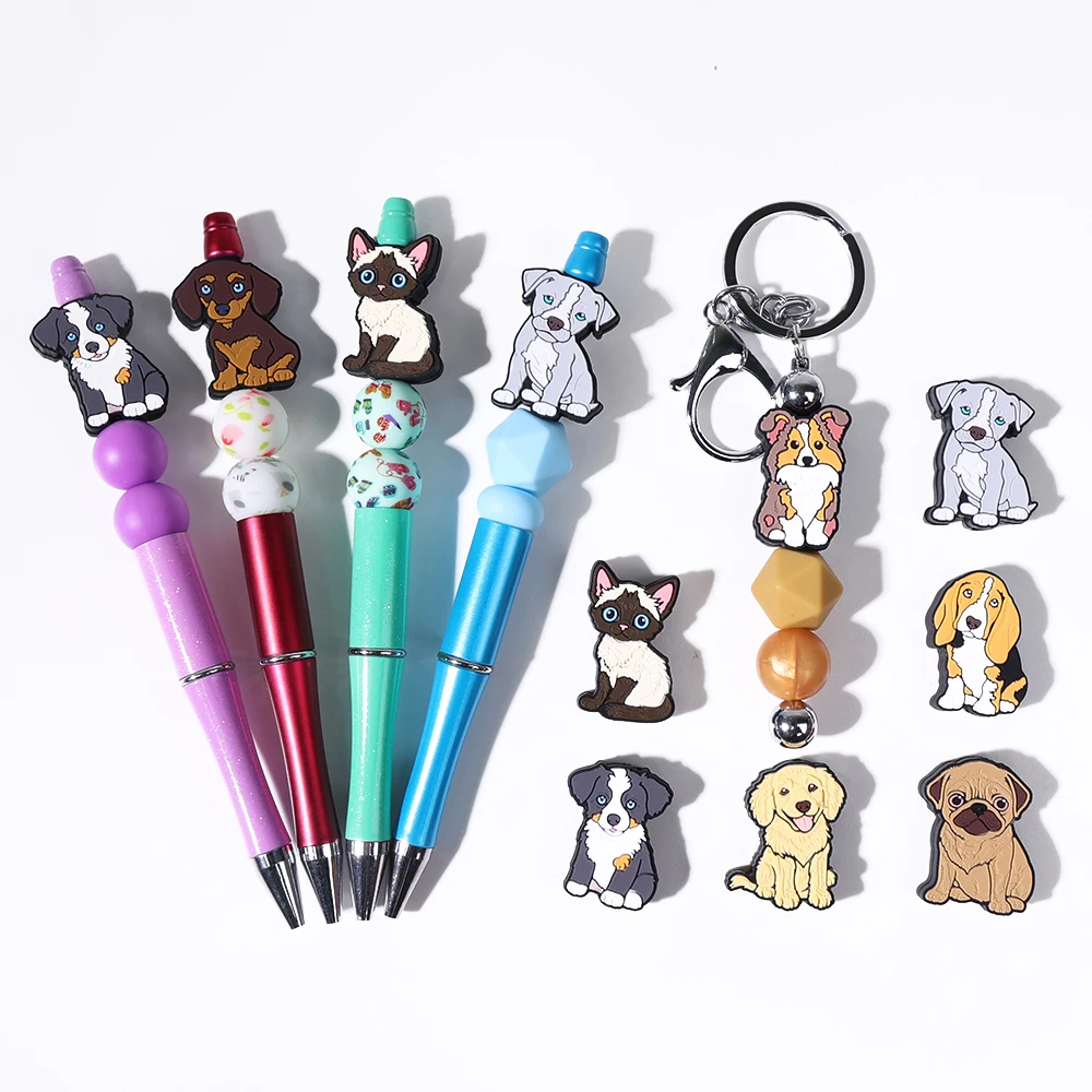 Wristlet Keychain Bracelet Pet Dog Focal Beads Silicone Diy Drawing Board New Silicone Dog Focal Beads For Pen Making